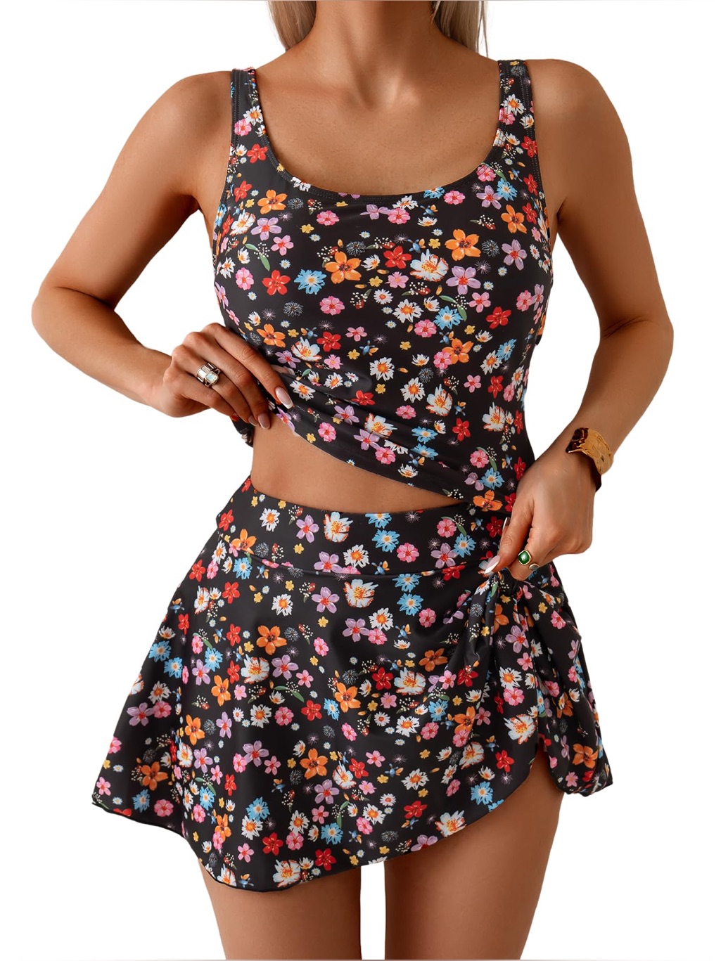 Eomenie Tankini Swimsuits For Women Tank Top With High Waisted Swim Skirt